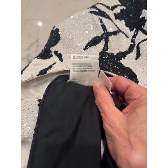 Daymore Couture Gown Sz 14 2-pc Blazer Sheath Black & White Sequins MOB Formal - Picture 8 of 16